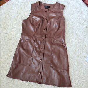 House of Harlow 1960 Brown Faux Leather Mini Dress